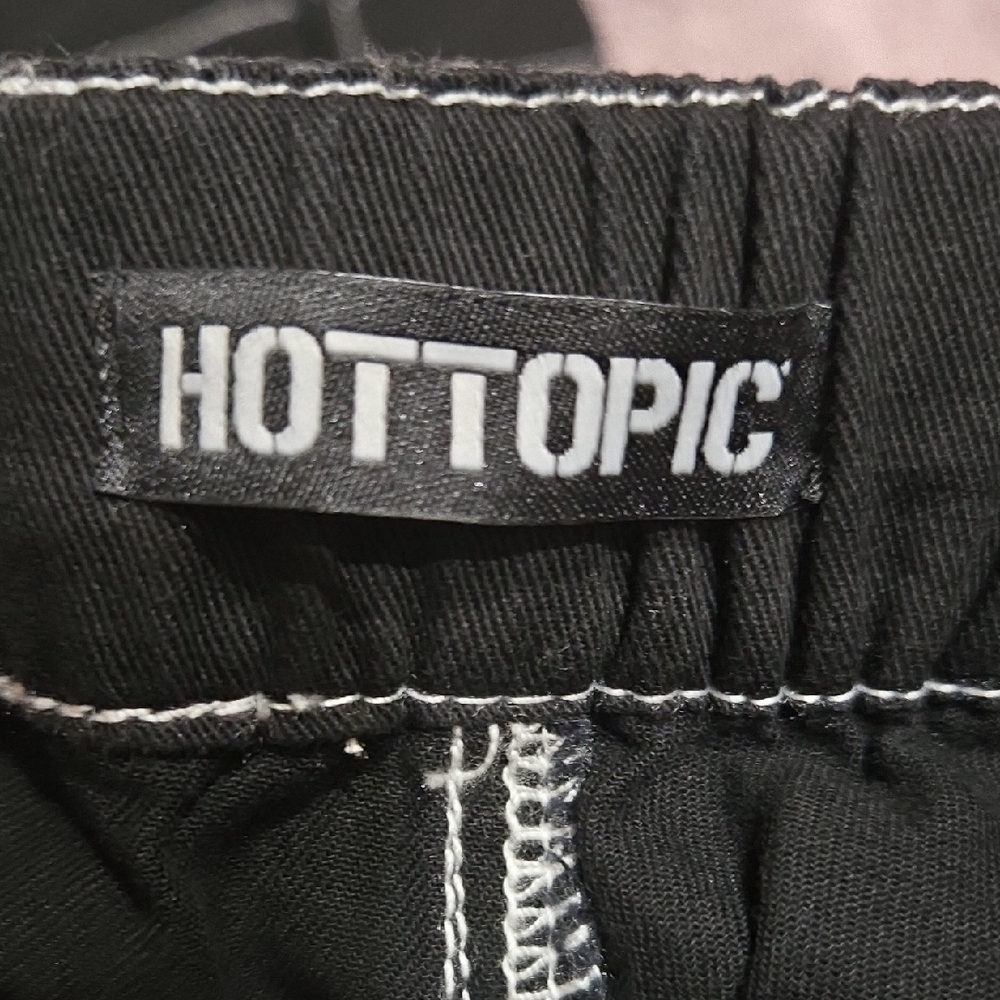 Black and White Cargo Pants with Contrast Stitching - Picture 4 of 10